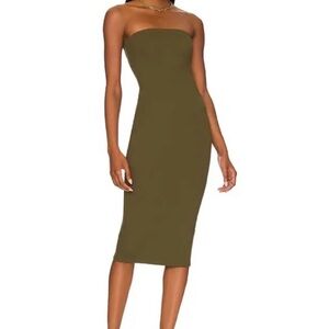 Lillian Strapless Dress in Dark Olive